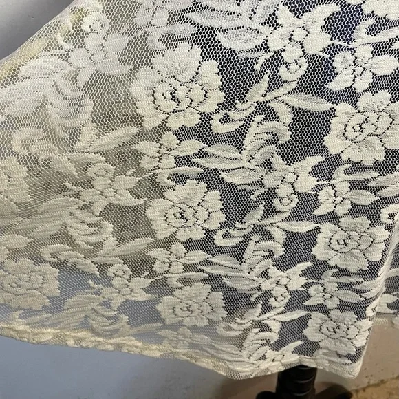 #0139 Love Culture Off White Lace Overlay Royal Blue Lining Cut-out Back Dress-L - Picture 3 of 9